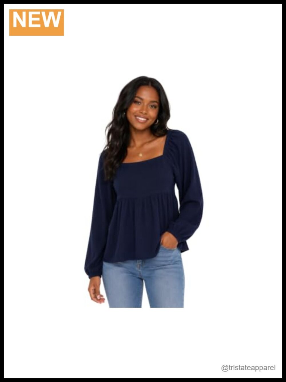 Women's Peasant Top Blouse Long Sleeve Smocked Baby Doll